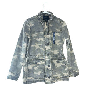 Lucky Brand Camo Printed Utility Jacket Long Sleeve Front Pockets Zip NW…